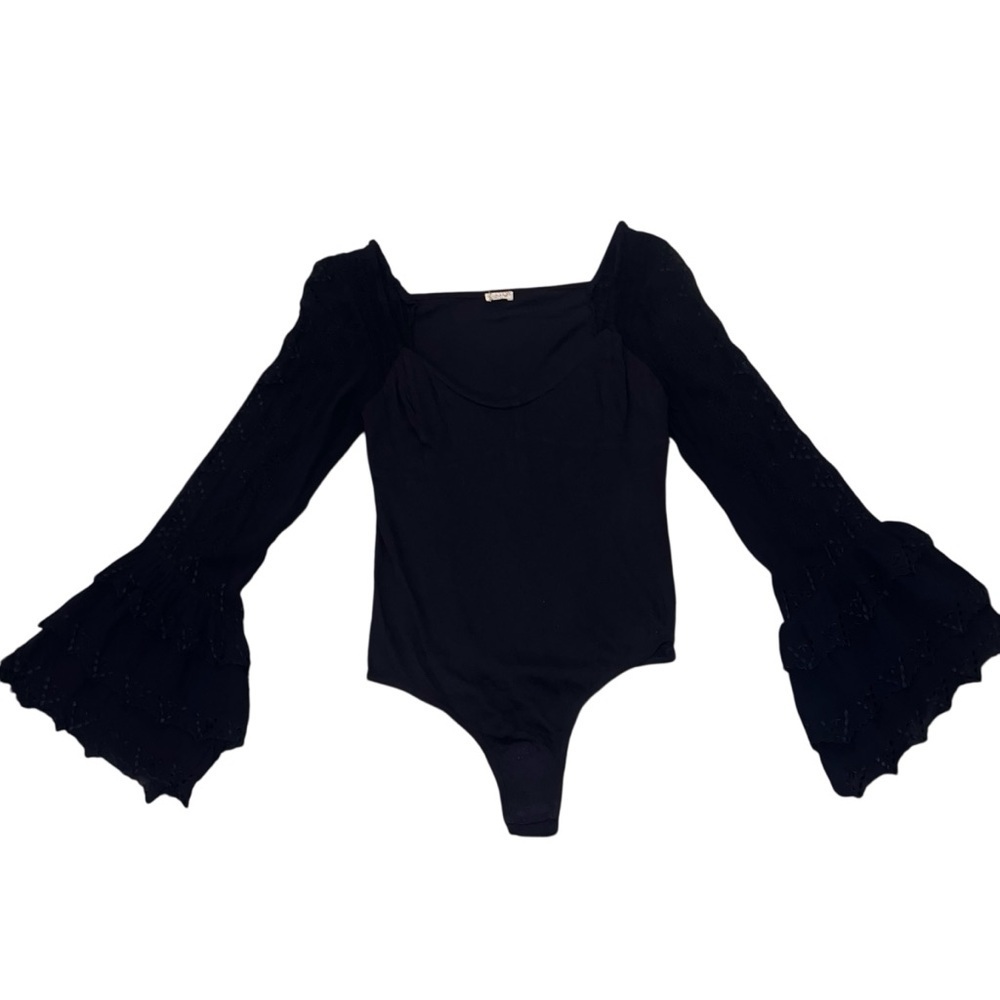 NWOT Free People Enchanted By You Eyelet Lace Tiered Ruffle Silk Sleeve Medium - Picture 3 of 9